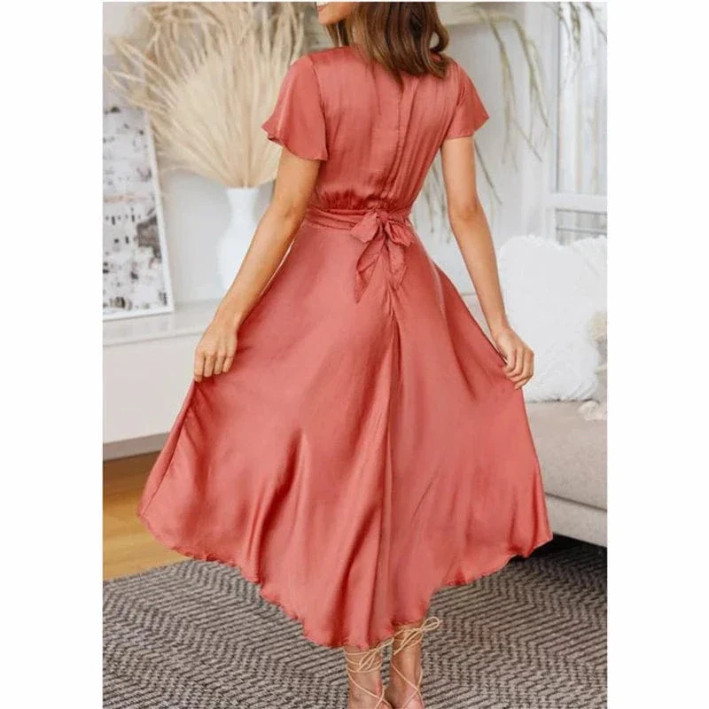 Robe asymétrique fluide satinée - Image 4
