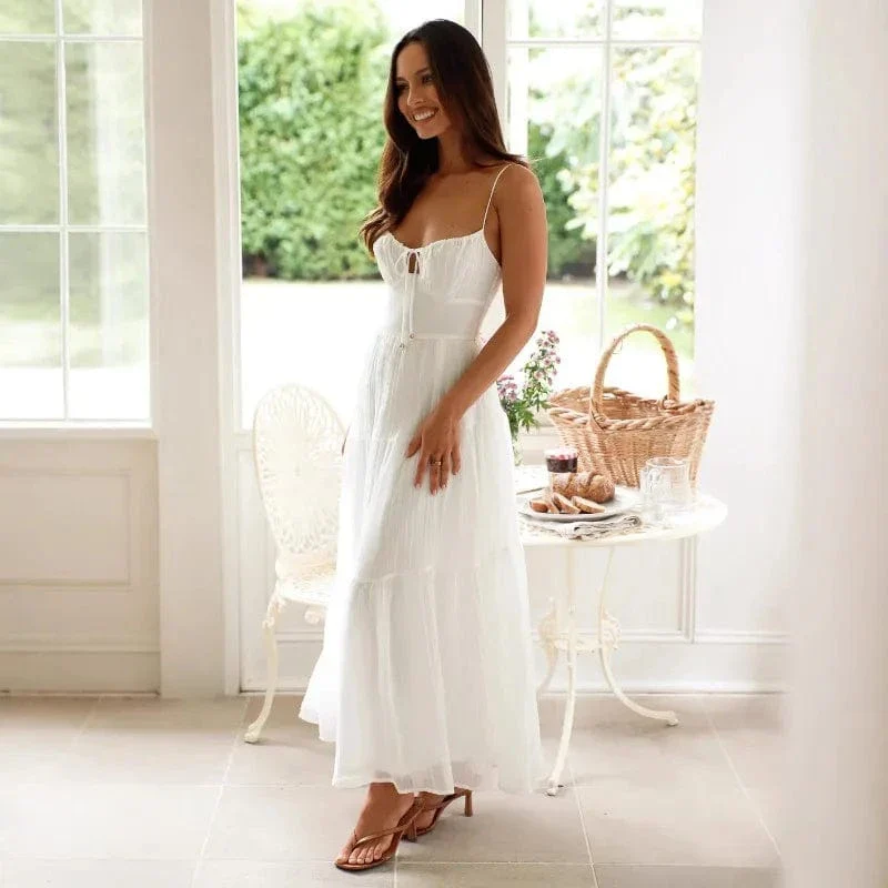 Robe blanche fluide bohème