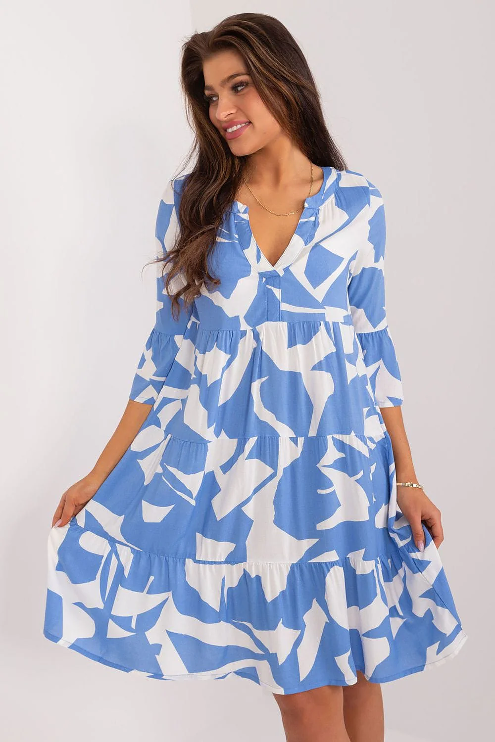 Robe bleue estivale évasée