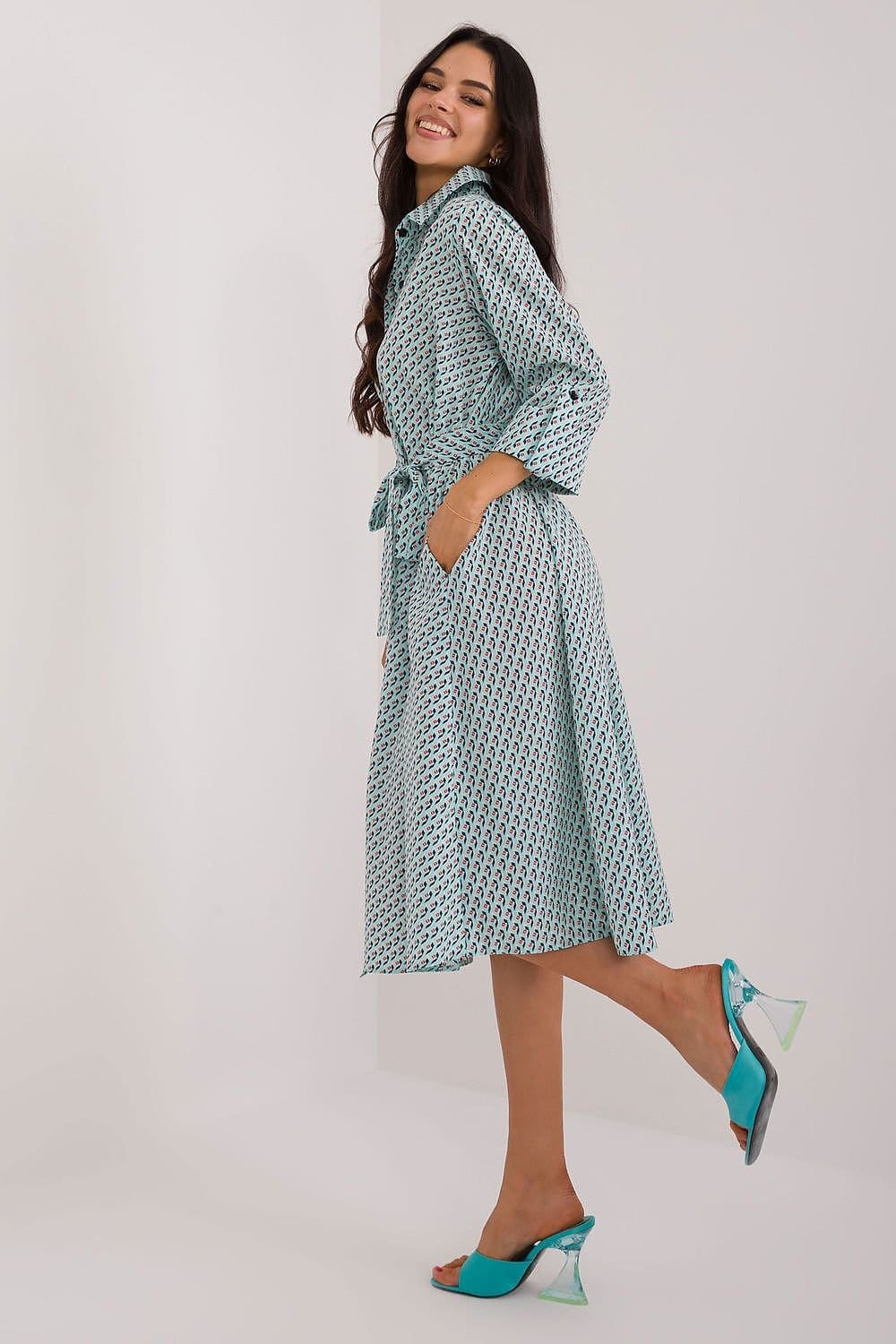 Robe chemise midi manches longues - Image 2