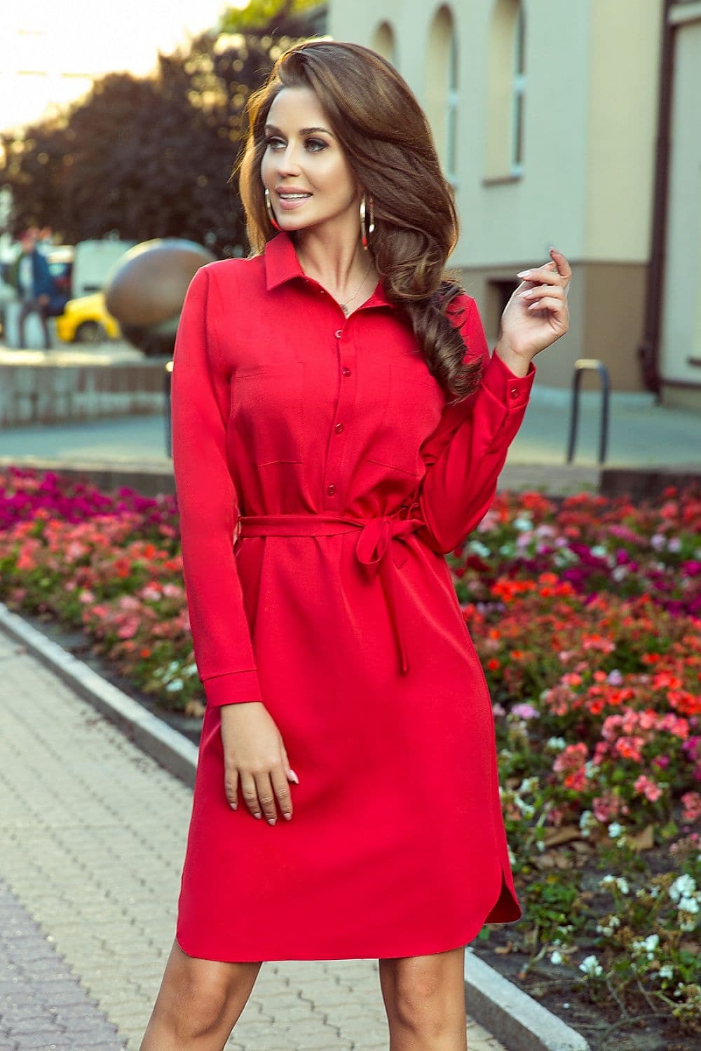 Robe de coktail rouge manche longue - Image 3