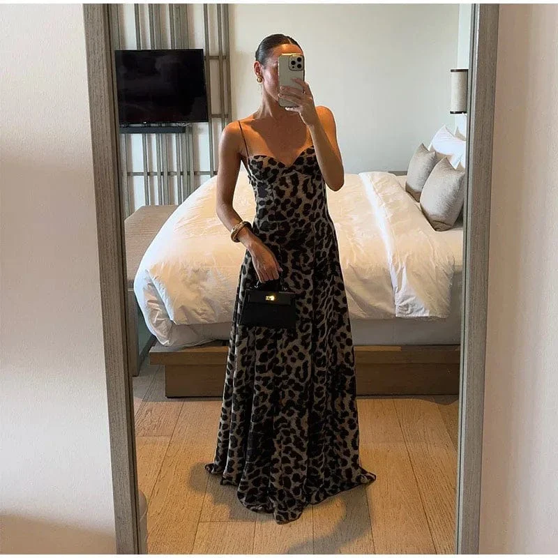 Robe de soirée longue imprimé léopard - Image 3