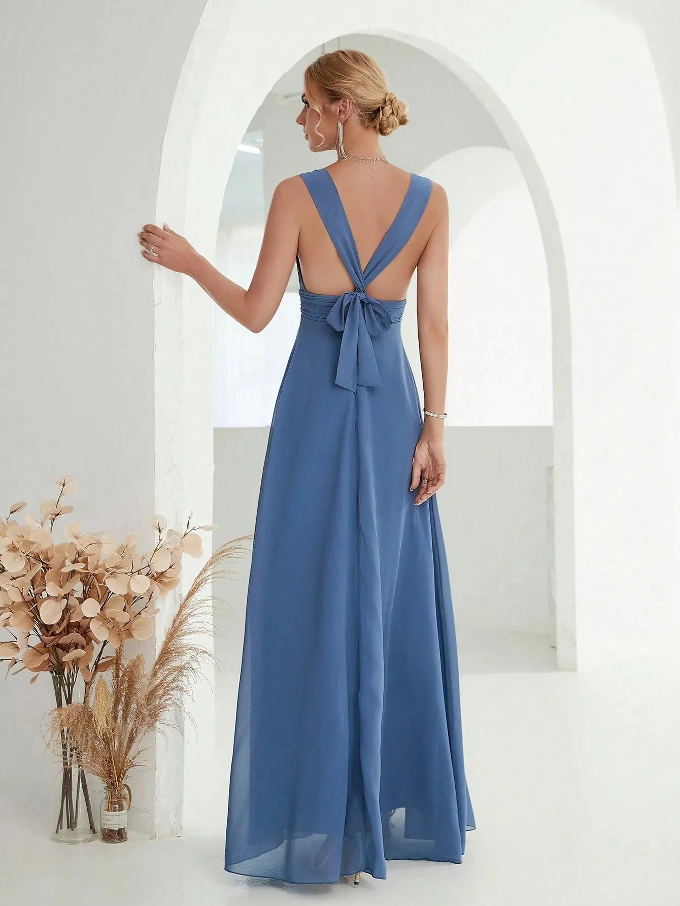 Robe demoiselle d'honneur beige crème - Image 11