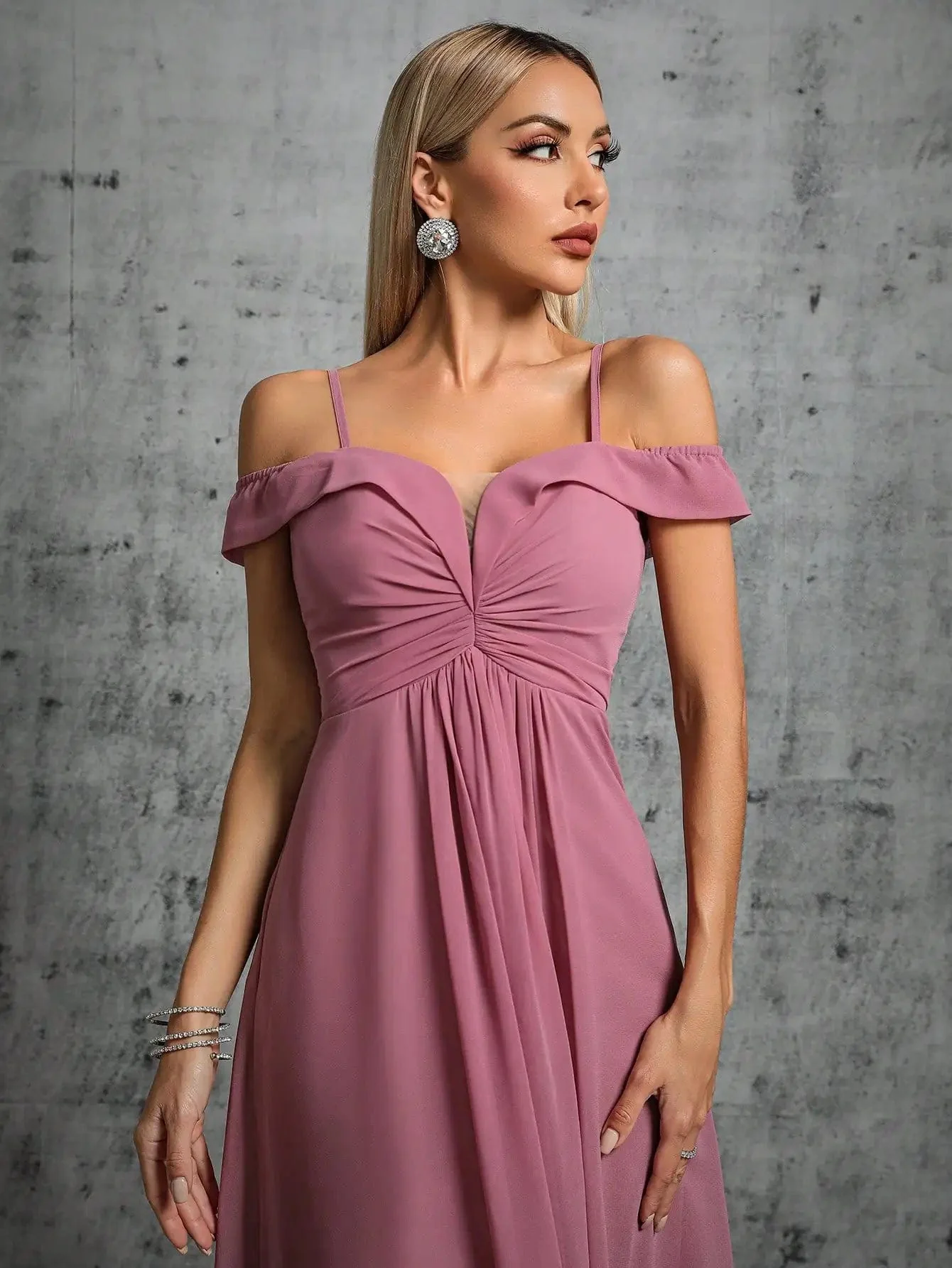 Robe demoiselle d'honneur rose pastel - Image 4