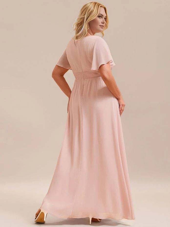 Robe demoiselle d'honneur rose grande taille longue - Image 2