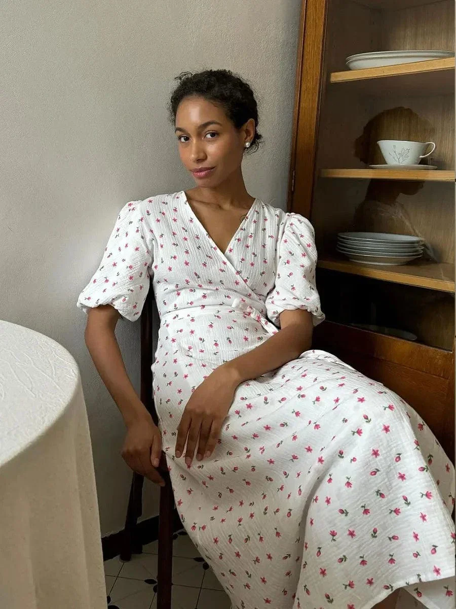 Robe été fleurie longue blanche - Image 7