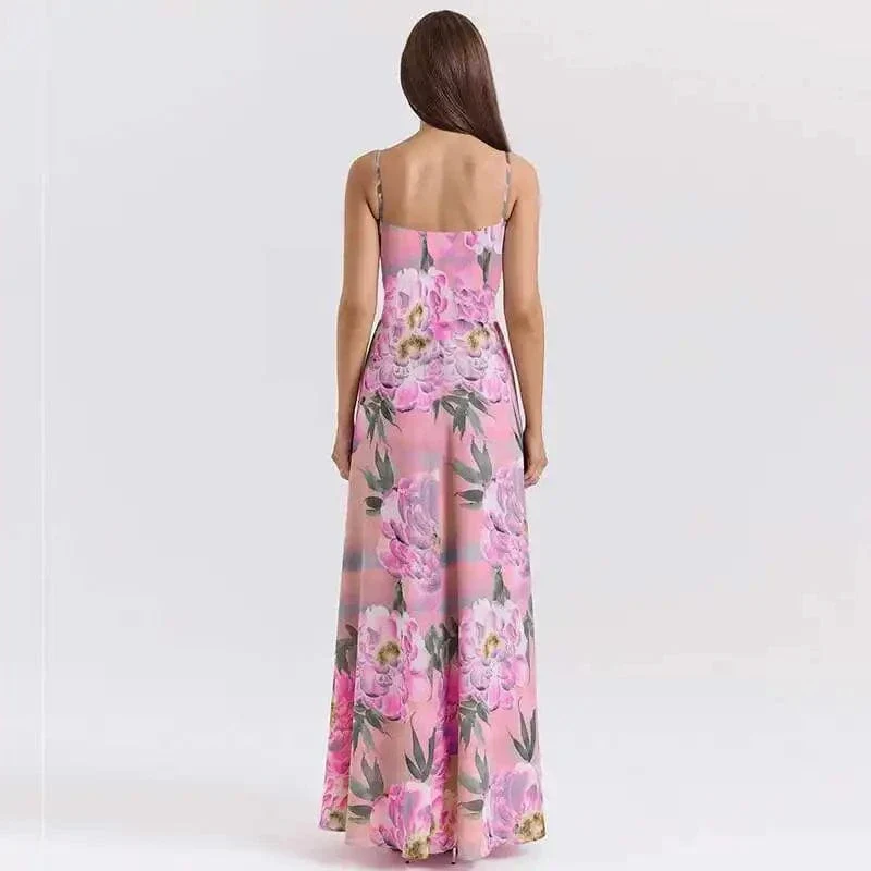 Robe été fleurie rose bretelles fines - Image 4