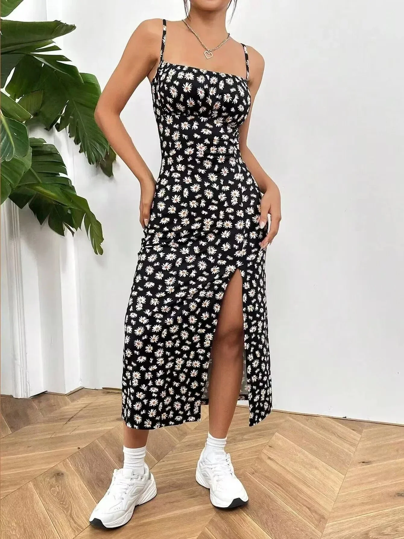 Robe fleurie été sexy dos nu fendue - Image 3