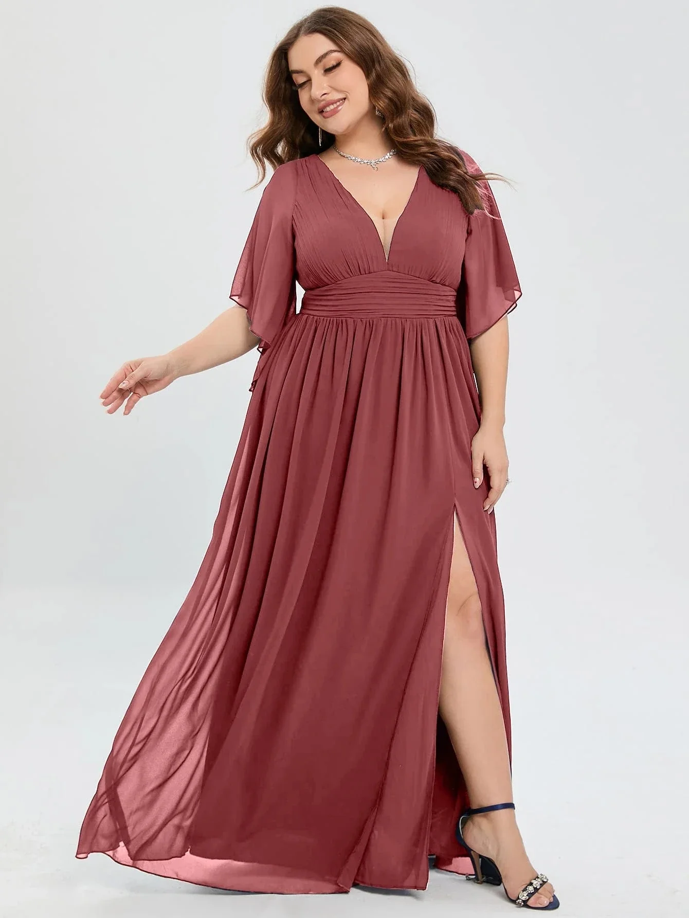 Robe invitée mariage grande taille mauve rosé - Image 6