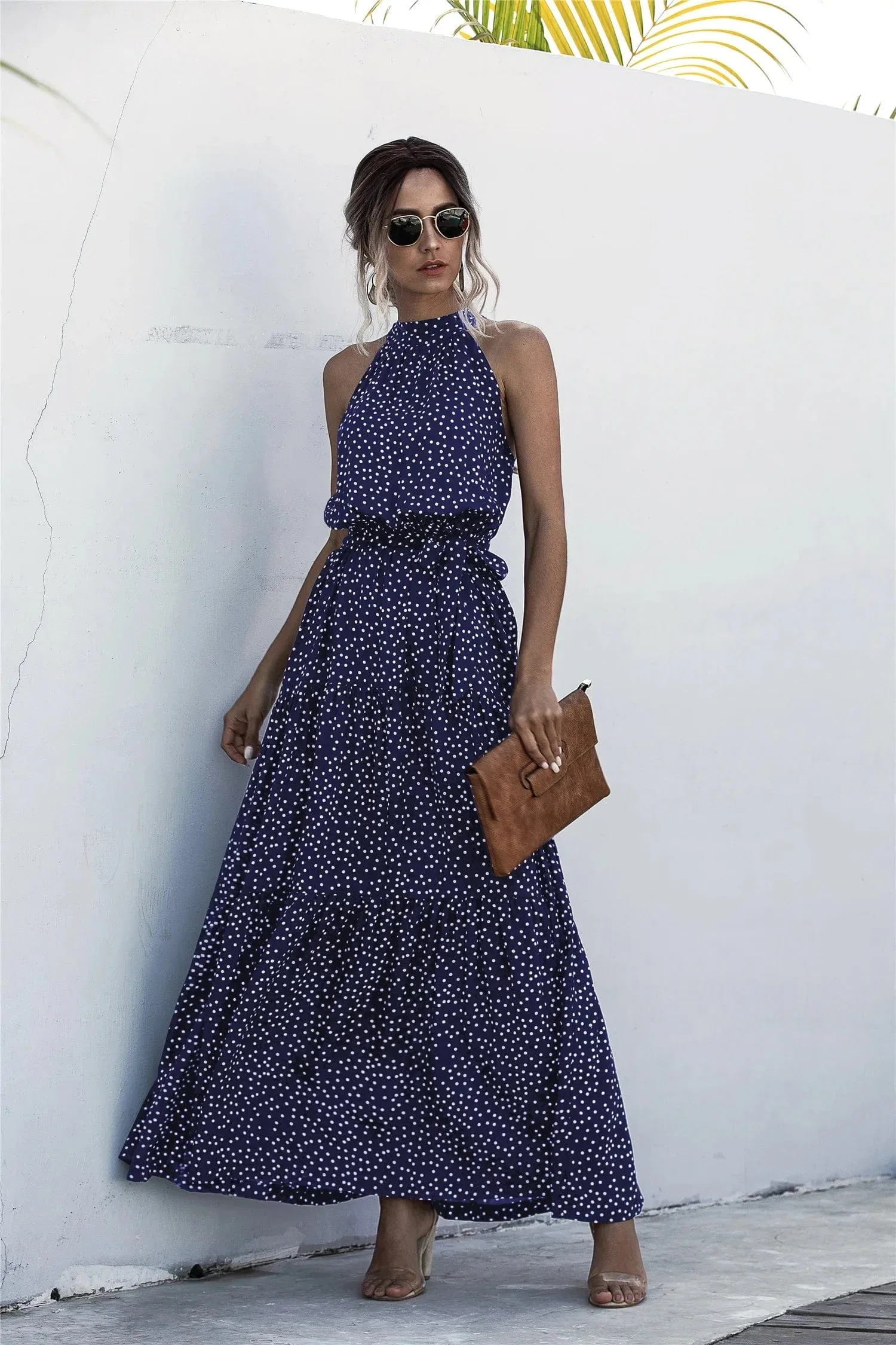 Robe longue sans manches à col halter - Image 4