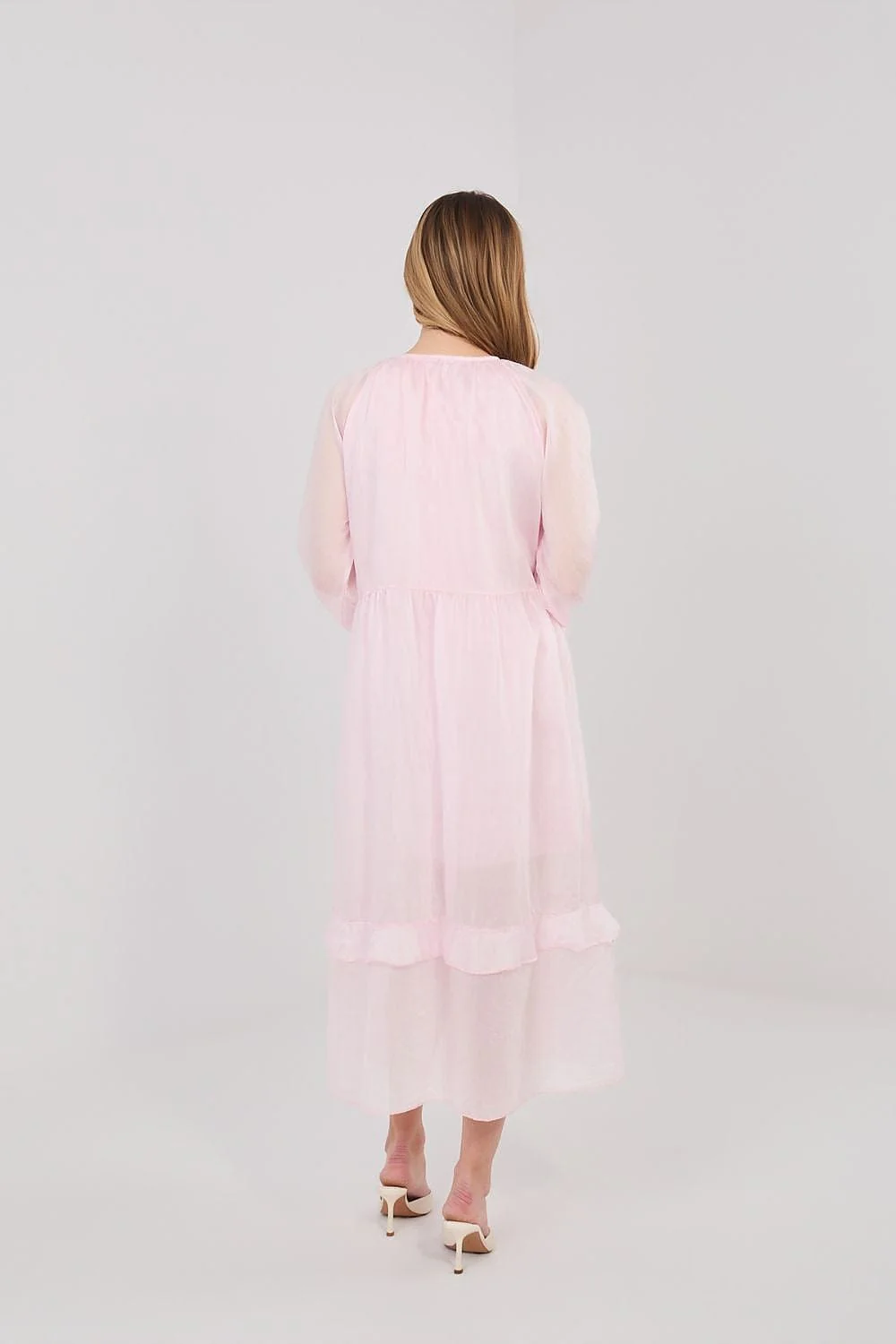 Robe rose longue bohème manches longues - Image 4