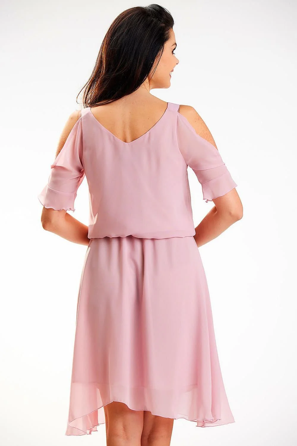 Robe rose poudré épaules dénudées - Image 3