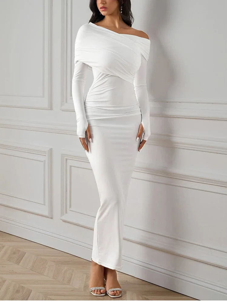 Robe de soirée chic longue manches longues - Image 5