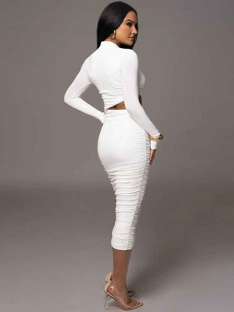 Robe de soirée chic midi à manche longue - Image 4