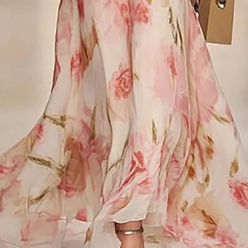 Robe de soirée fleurie longue fluide - Image 3
