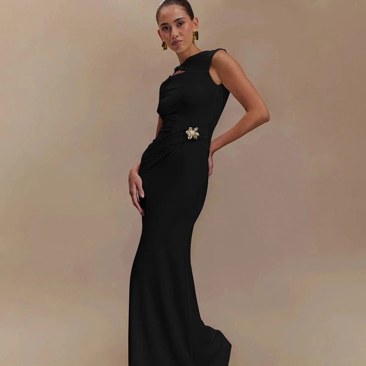 Robe de soirée mariage longue moulante manches courtes - Image 6
