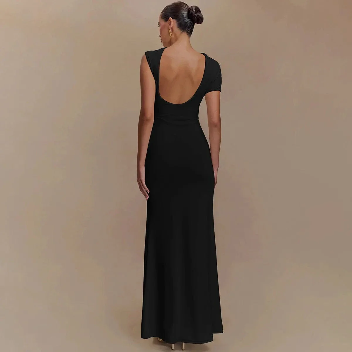 Robe de soirée mariage longue moulante manches courtes - Image 7