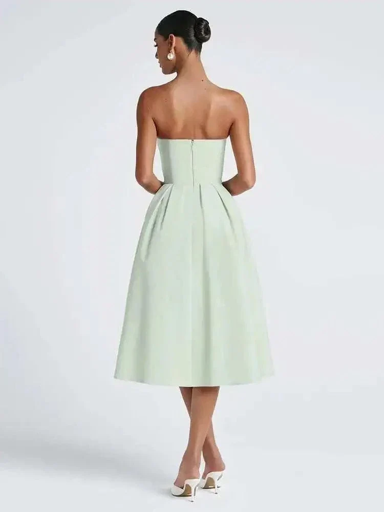 Robe de soirée midi évasée haut bustier - Image 7