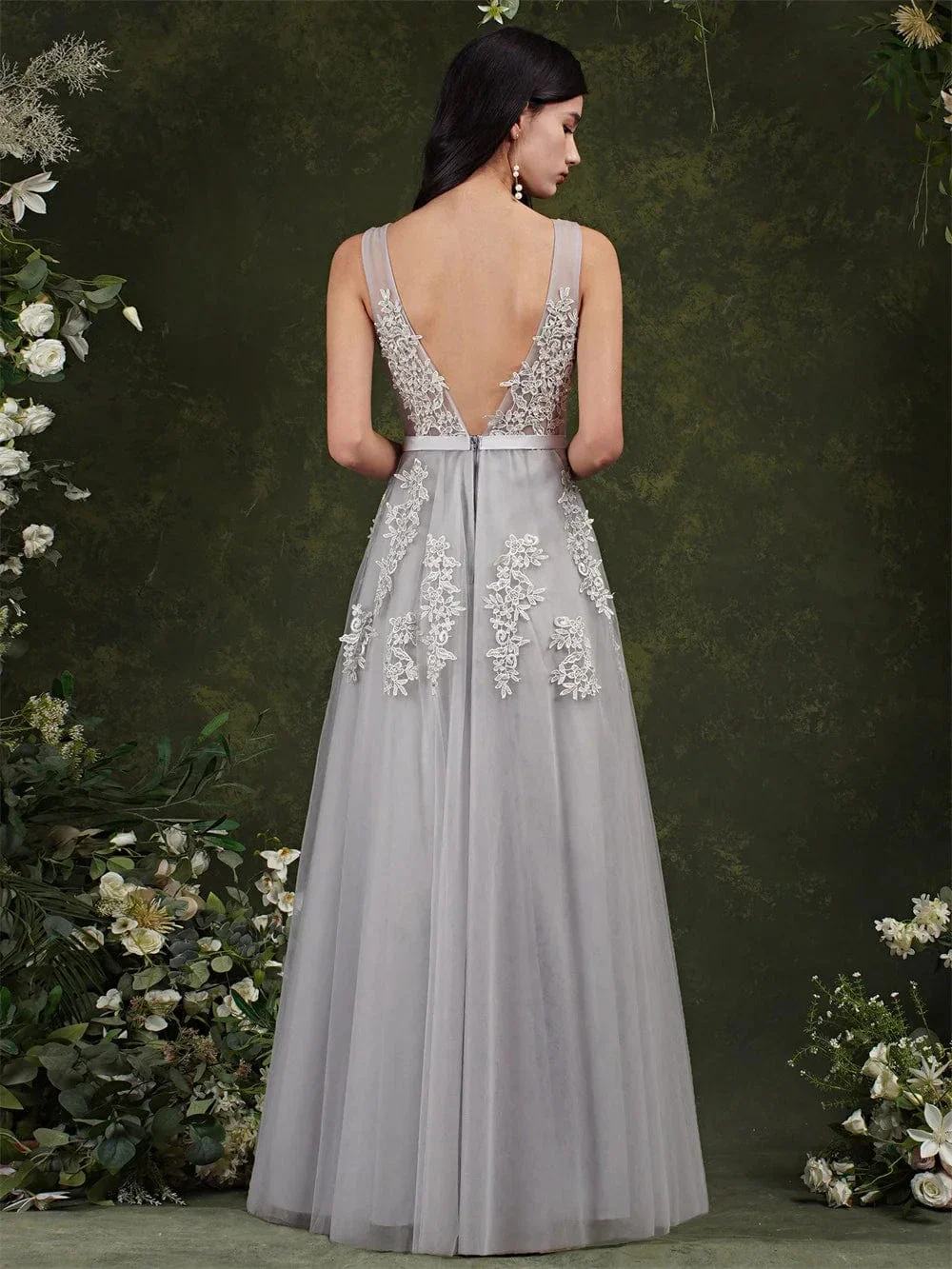 Robe en tulle longue avec appliqués - Image 4