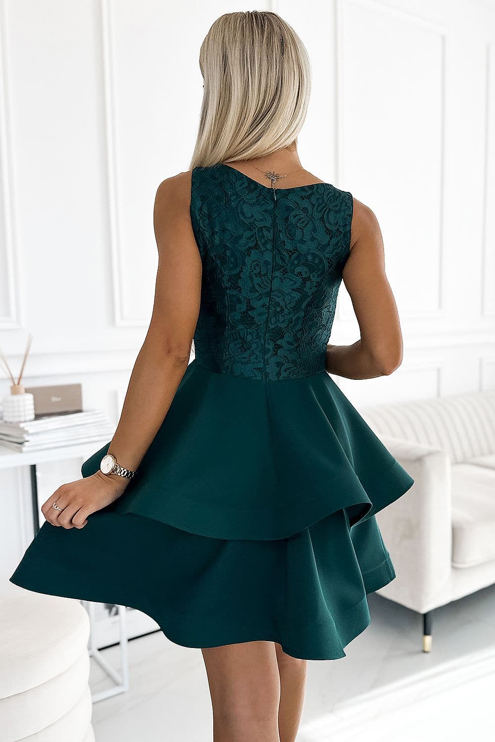 Robe vert bouteille courte - Image 3